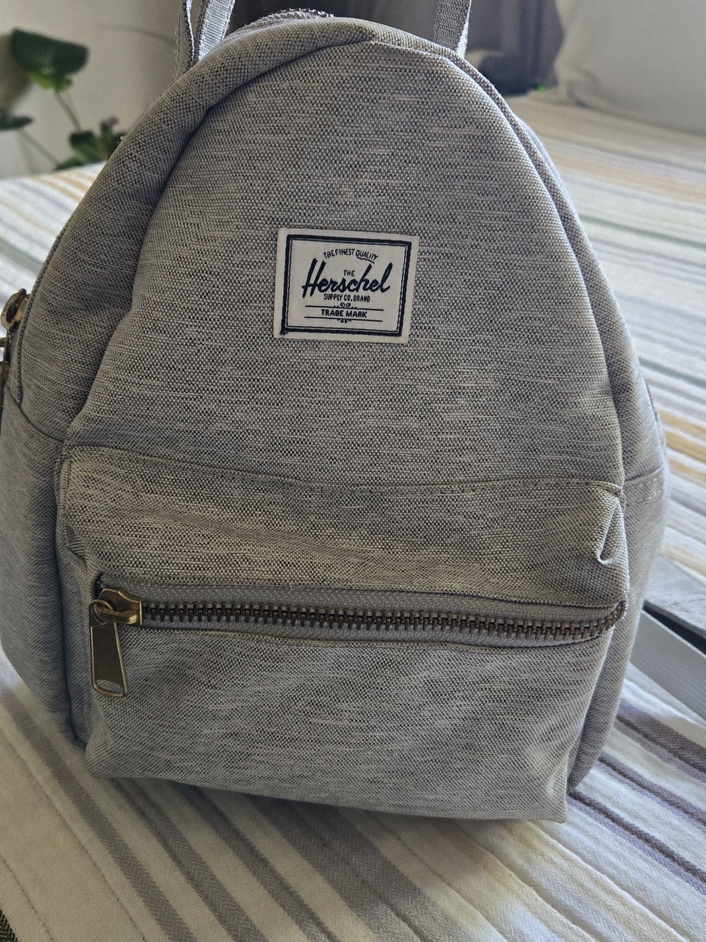 Herschel Supply Company Light Gray Mini Backpack with Front Zip Pocket